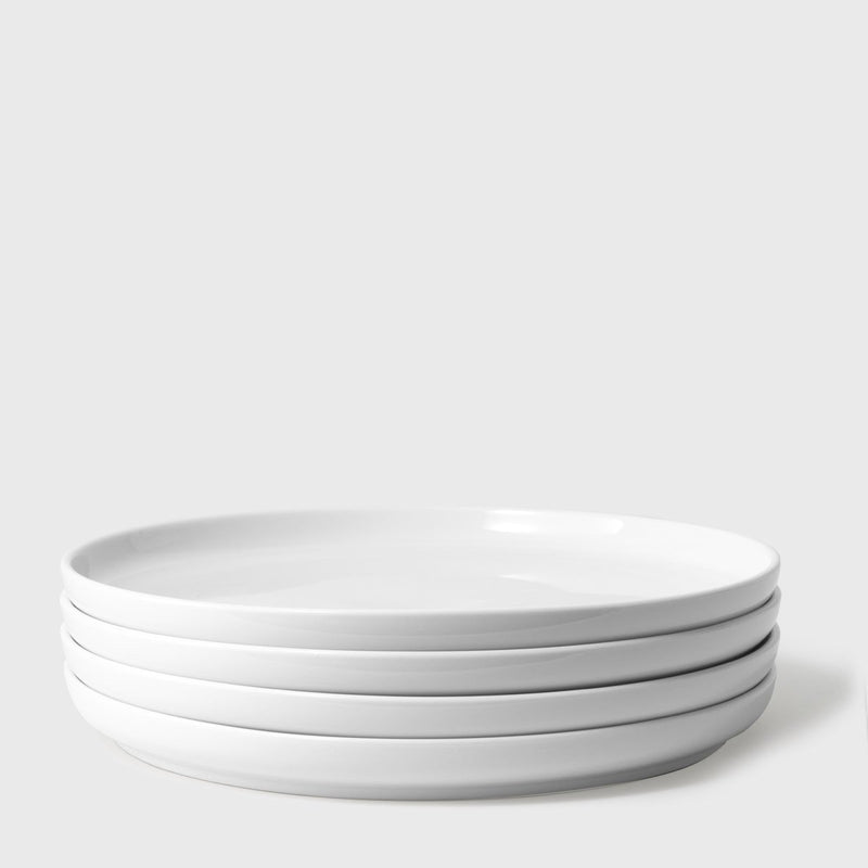 Public Goods White Ceramic Dinner Plates (Set of 4) | High Fired Porcelain With a Modern Look