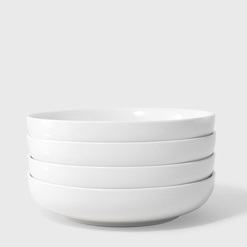 Public Goods White Ceramic Dinner Bowls (Set of 4) | High Fired Porcelain With a Modern Look