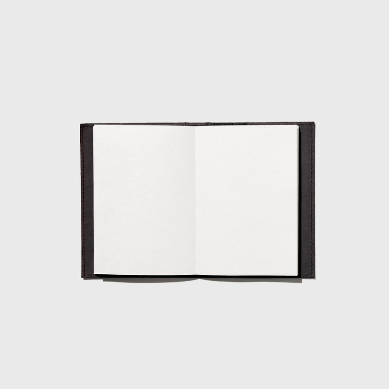  Public Goods Black Unlined Vegan Leather Notebook (4" x 6") | Plant Based Leather & Recycled Cotton Sheets