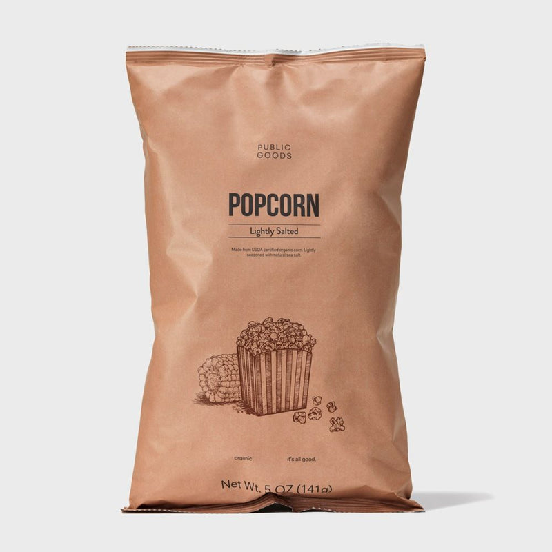 Public Goods Organic Sea Salt Popcorn | A Healthy Whole Grain Snack - Lightly Salted