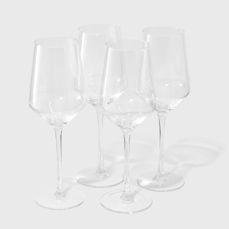 Public Goods Hand Blown Wine Glasses (Set of 4) | 16.5 Ounce Wine Glass With Pulled Stem